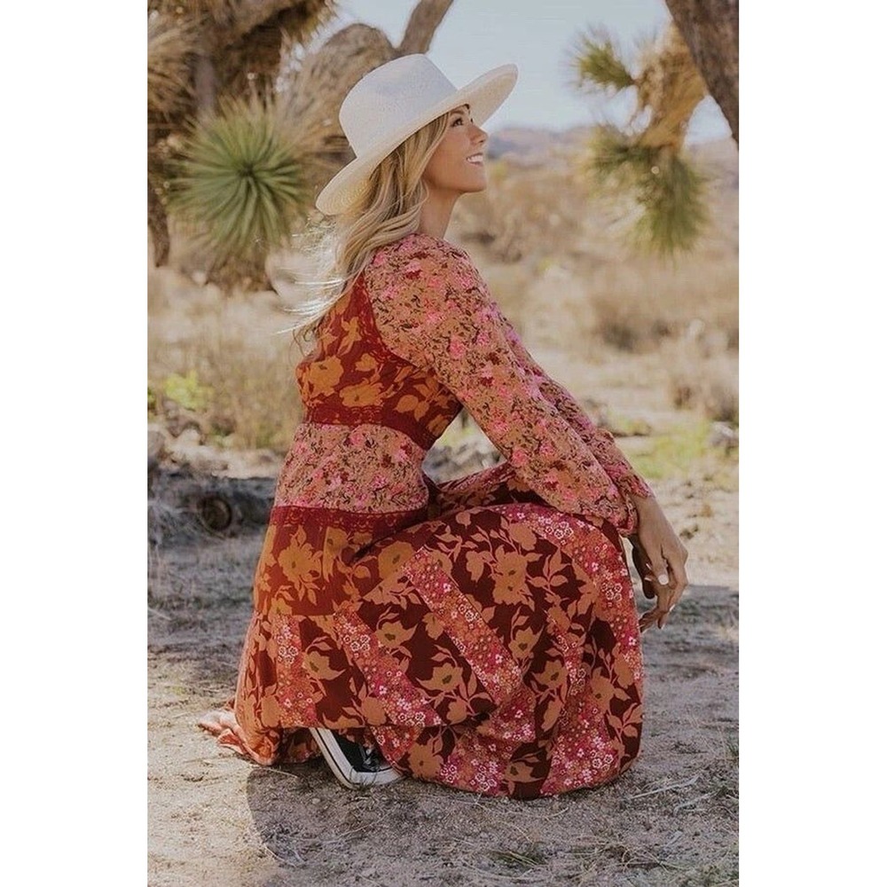 Free People Red and Pink Floral Maxi Dress - Picture 3 of 10